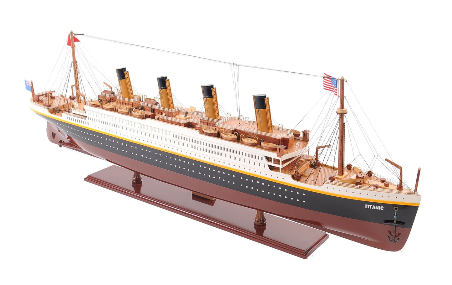 ALDO Hobbies & Creative Arts> Collectibles> Scale Model L: 44.75 W: 9.25 H: 15 Inches / NEW / Wood RMS Titanic Painted Large Passenger Ship Ocean Liner Wood Model With Display Case Assembled