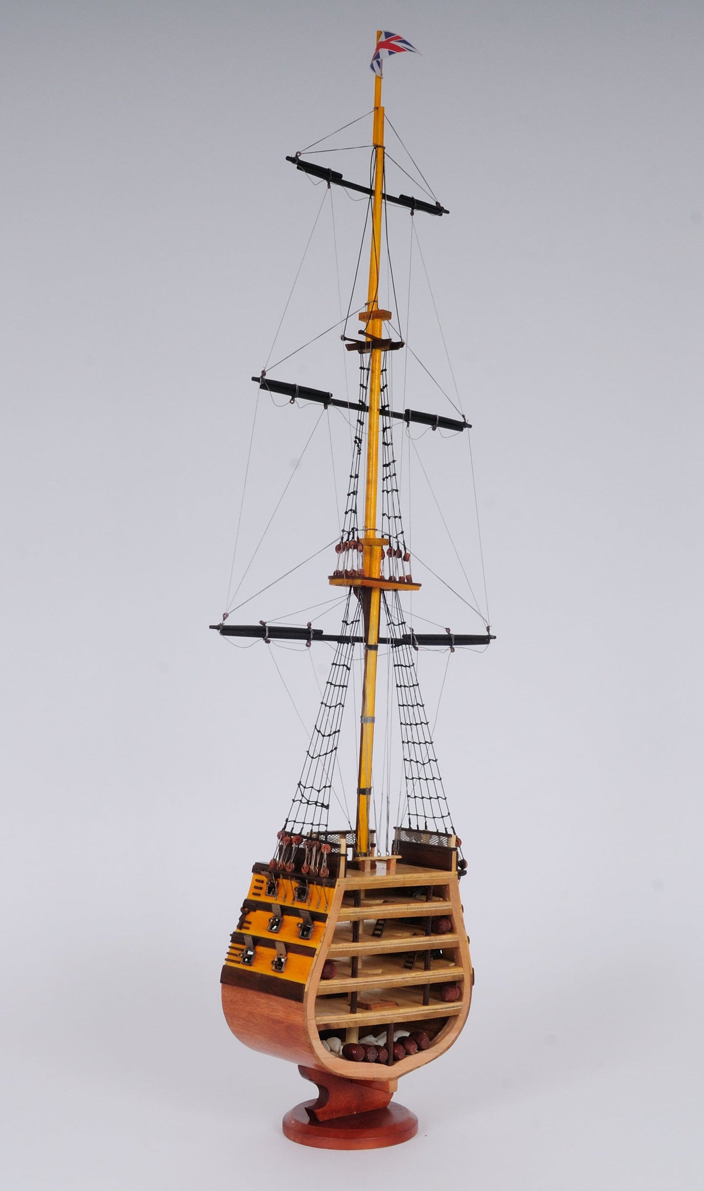 Aldo Hobbies & Creative Arts> Collectibles> Scale Model new / Wood / L: 12.25 W: 4 H: 35.25 Inches HMS Victory British Fighting Vessel Admiral Horatio Nelson’s flagship Tallship Cross Section Excusive Wood Model Sailboat Assembled
