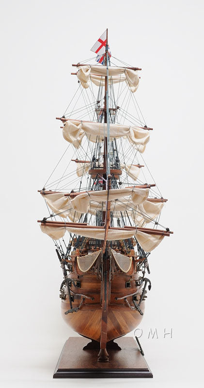 Aldo Hobbies & Creative Arts> Collectibles> Scale Model new / Wood / L: 35.4 W: 13.5 H: 29.5 Inches HMS Victory Midsize EE Tall Ship Wood Model Sailboat Assembled With Display Case Front Open and Glass