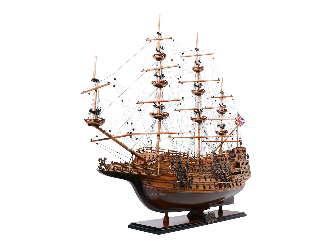 Aldo Hobbies & Creative Arts> Collectibles> Scale Model New / Wood / L: 35 W: 11.5 H: 32.5 Inches HMS Sovereign Of The Seas British Royal Navy Tall Ship Large E.E. Wood Model Sailboat No Sales Assembled