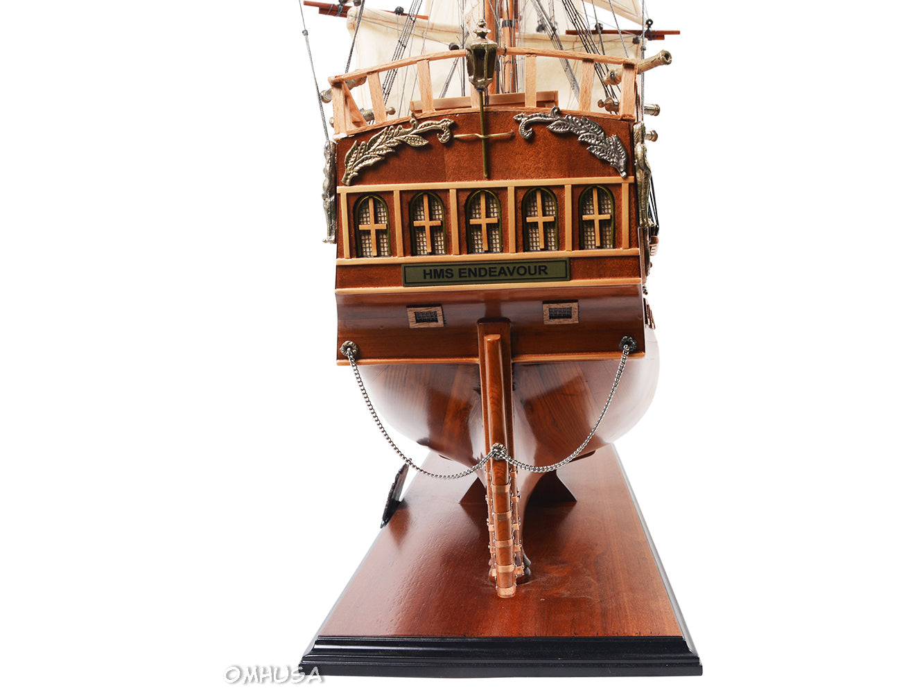 Aldo Hobbies & Creative Arts> Collectibles> Scale Model new / Wood / L: 38 W: 13 H: 32 Inches HMS Endeavour British Royal Navy James Cook Tall Ship Large Wood Model Sailboat Assembled