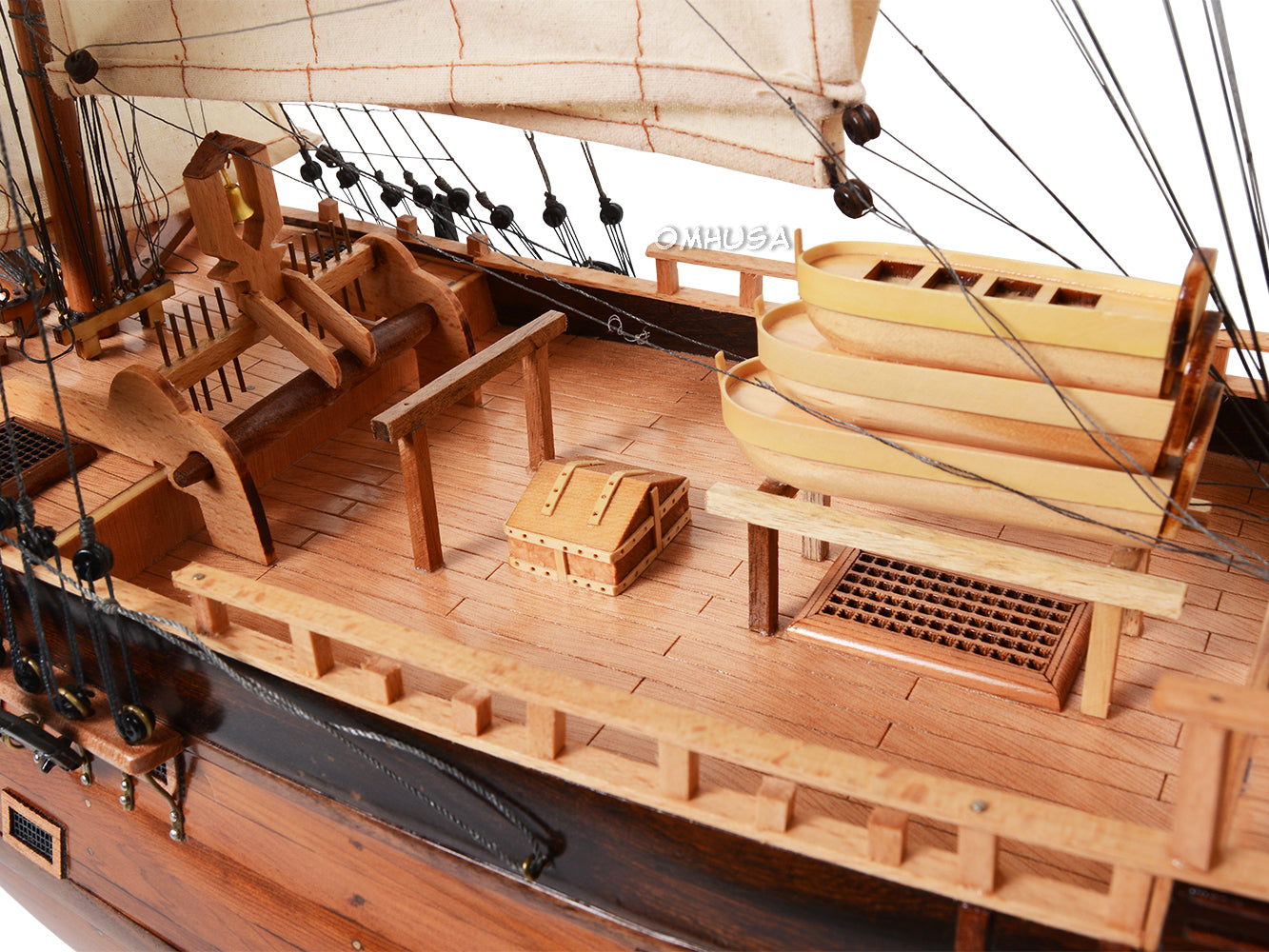 Aldo Hobbies & Creative Arts> Collectibles> Scale Model new / Wood / L: 38 W: 13 H: 32 Inches HMS Endeavour British Royal Navy James Cook Tall Ship Large Wood Model Sailboat Assembled