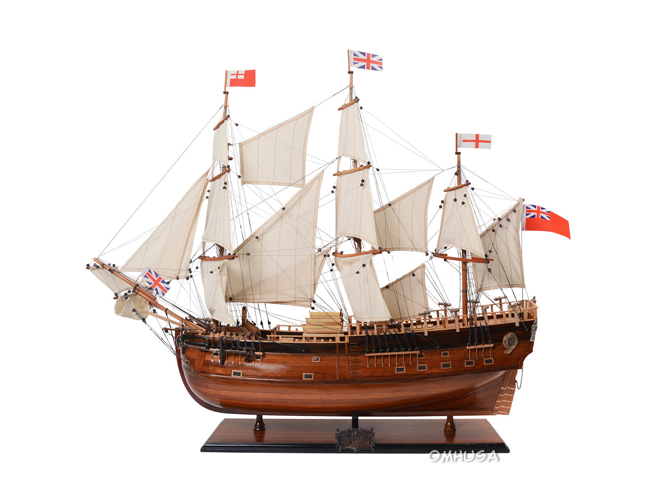 Aldo Hobbies & Creative Arts> Collectibles> Scale Model new / Wood / L: 38 W: 13 H: 32 Inches HMS Endeavour British Royal Navy James Cook Tall Ship Large Wood Model Sailboat Assembled