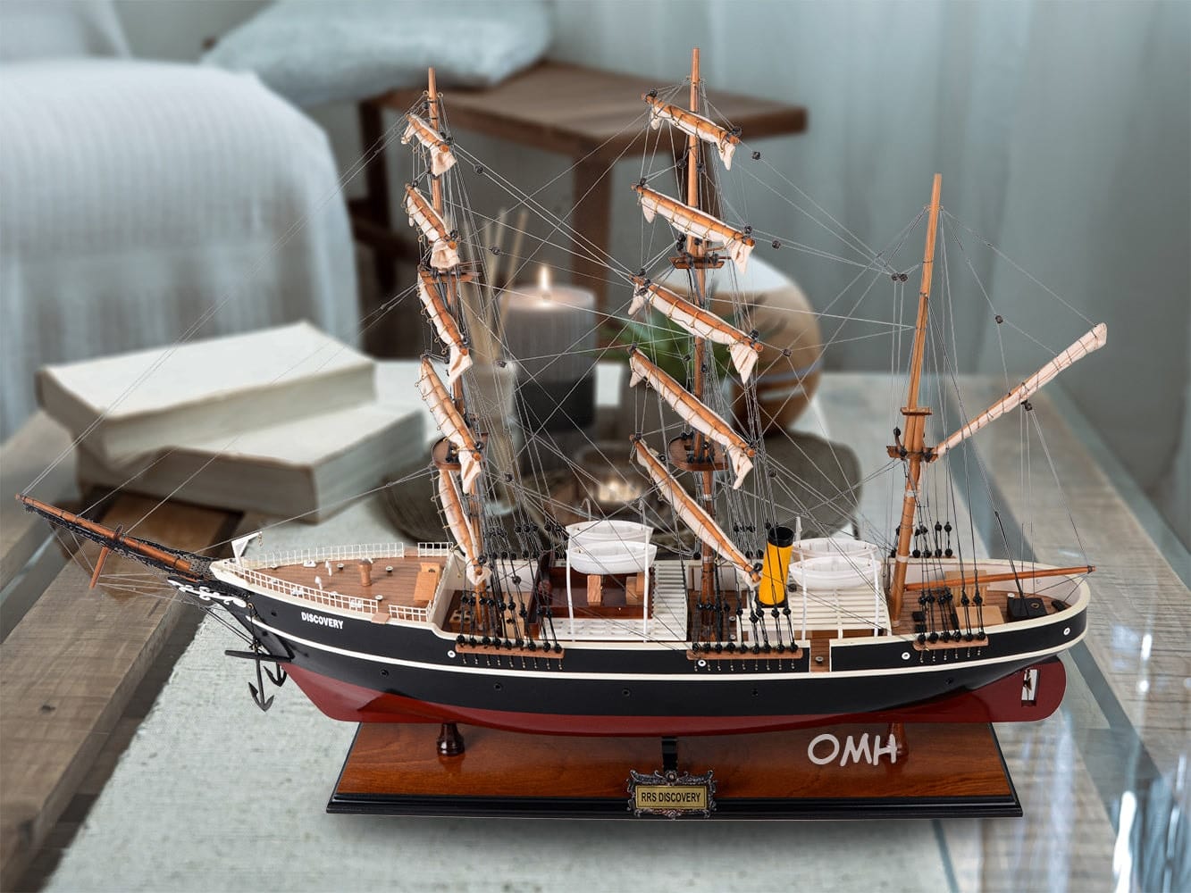 ALDO Hobbies & Creative Arts> Collectibles> Scale Model RRS Discovery Wood Model Sailboat Steamship Assembled