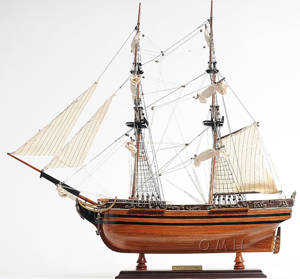 ALDO Hobbies & Creative Arts > Collectibles > Scale Models L: 24 W: 8 H: 24 Inches / NEW / Wood El Cazador The Hunter Spanish brig Tall Ship Wood Model Sailboat Assembled
