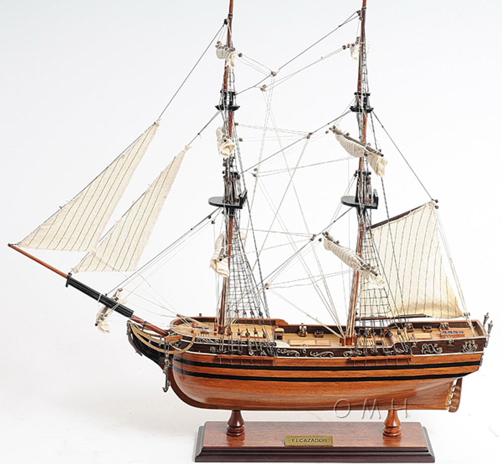 ALDO Hobbies & Creative Arts > Collectibles > Scale Models L: 24 W: 8 H: 24 Inches / NEW / Wood El Cazador The Hunter Spanish brig Tall Ship Wood Model Sailboat Assembled