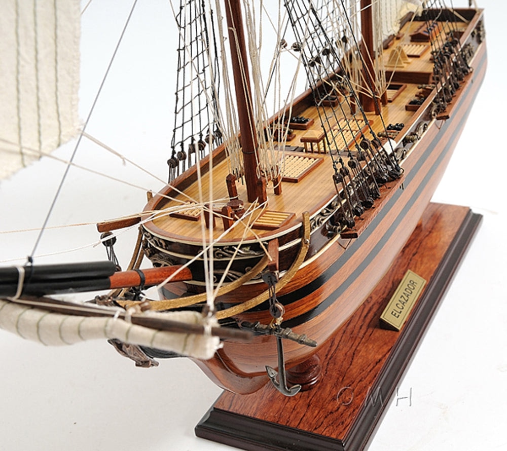 ALDO Hobbies & Creative Arts > Collectibles > Scale Models L: 24 W: 8 H: 24 Inches / NEW / Wood El Cazador The Hunter Spanish brig Tall Ship Wood Model Sailboat Assembled