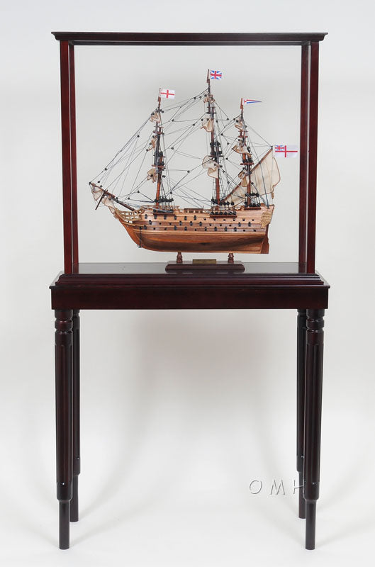 ALDO Hobbies & Creative Arts > Collectibles > Scale Models OUTSIDE:L: L: 29.25 W: 13.5 H: 51.75 Inches / INSIDE : 26"L x 10"W x 24"H. inches. / NEW / Wood with plexiglass panels Floor Display Case Cabinet Wood with Plexiglas Panels for Tall Ship Yacht and Boat Models