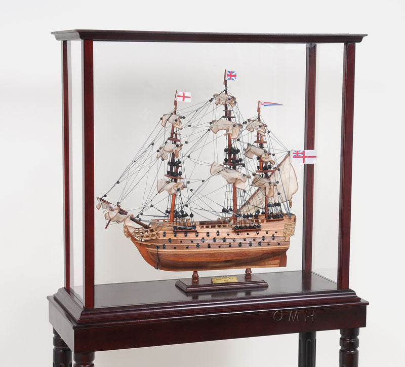 ALDO Hobbies & Creative Arts > Collectibles > Scale Models OUTSIDE:L: L: 29.25 W: 13.5 H: 51.75 Inches / INSIDE : 26"L x 10"W x 24"H. inches. / NEW / Wood with plexiglass panels Floor Display Case Cabinet Wood with Plexiglas Panels for Tall Ship Yacht and Boat Models