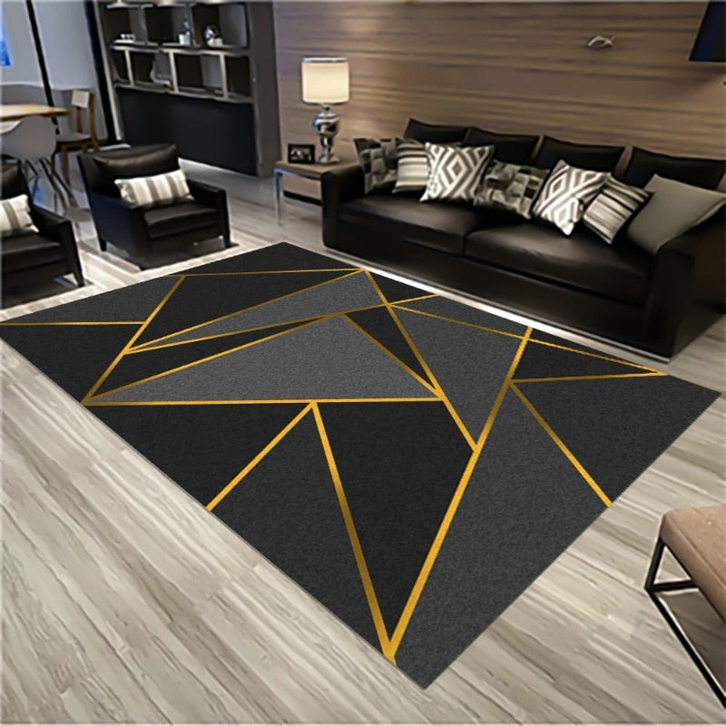 ALDO Home & Kitchen>Area Rugs>Carpet New 2.6 feet Wide x 4 feet Long / Polyester / Red and Gold Modern 3D European Design Fantasia Geometric Luxury Non-Slip Rug Carpet