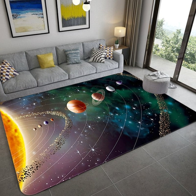ALDO Home & Kitchen>Area Rugs>Carpet New 5 Ft Long 3.3 Ft Wide / polyester / Blue Modern 3D Planet System Decoration Rug Carpet