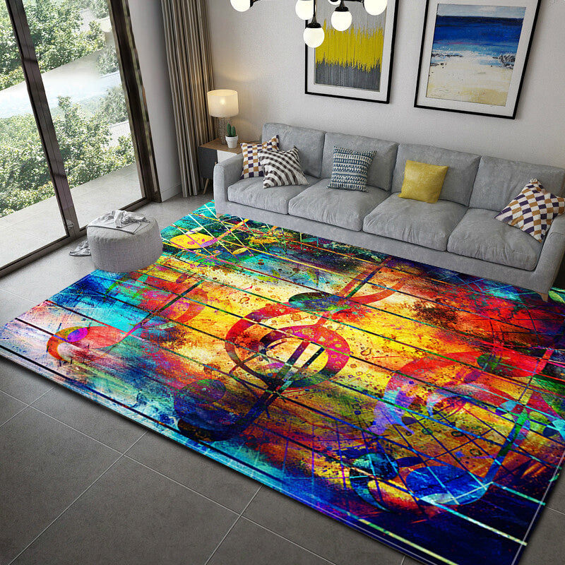 ALDO Home & Kitchen>Area Rugs>Carpet New 5 Ft Long 3.3 Ft Wide / polyester / Multicolor Modern 3D Rainbow Color of Music Universal Decoration Non-Slip Rug Carpet