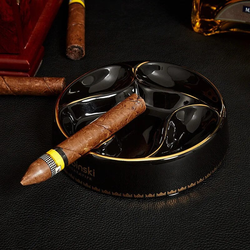 ALDO Home & Kitchen>Ashtray Luxury Hand Made Fine Ceramic Pipe and Sigar Ashtrays Exlusive Design with Real Gold Leaf by Lubinski