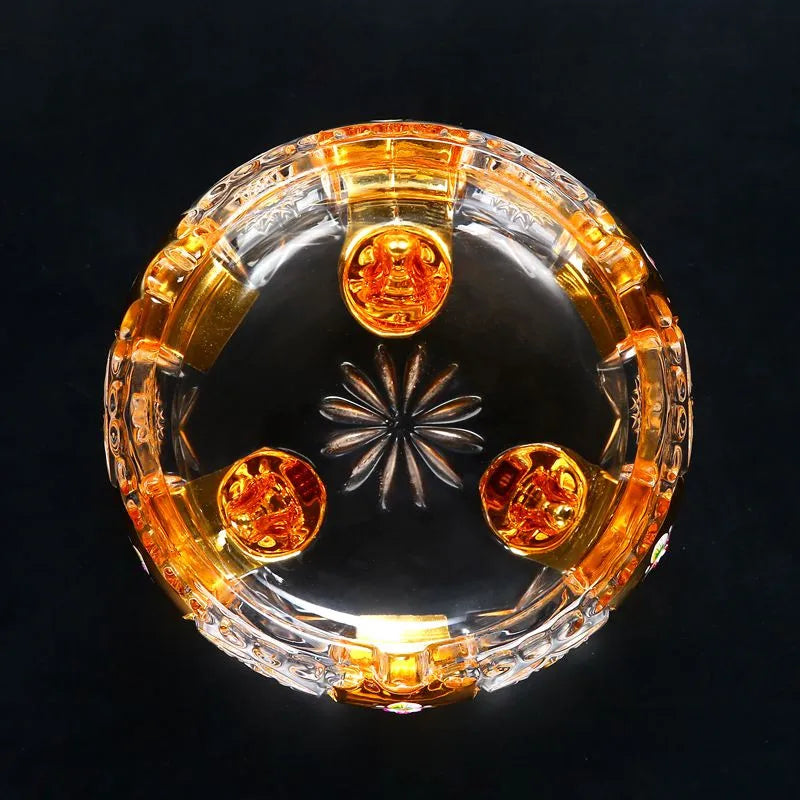 ALDO Home & Kitchen>Ashtray Luxury Style Hand Made Fine Crysta Large Designer Cigars Sigarette Ashtrays With Real Gold Leaf