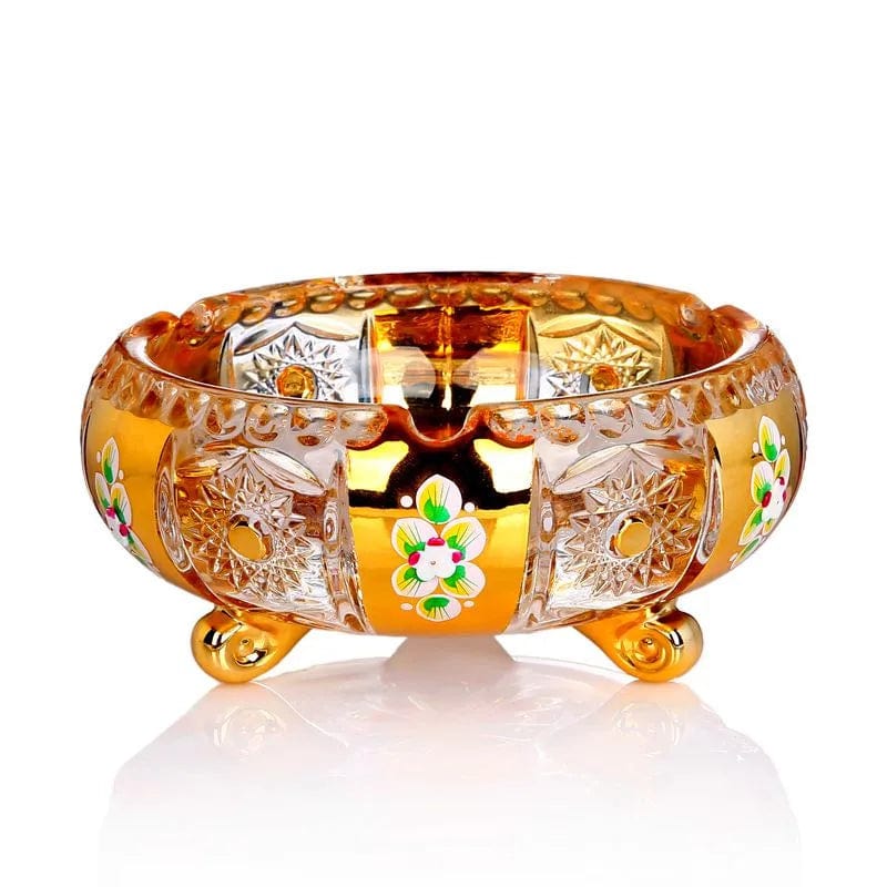 ALDO Home & Kitchen>Ashtray Luxury Style Hand Made Fine Crysta Large Designer Cigars Sigarette Ashtrays With Real Gold Leaf