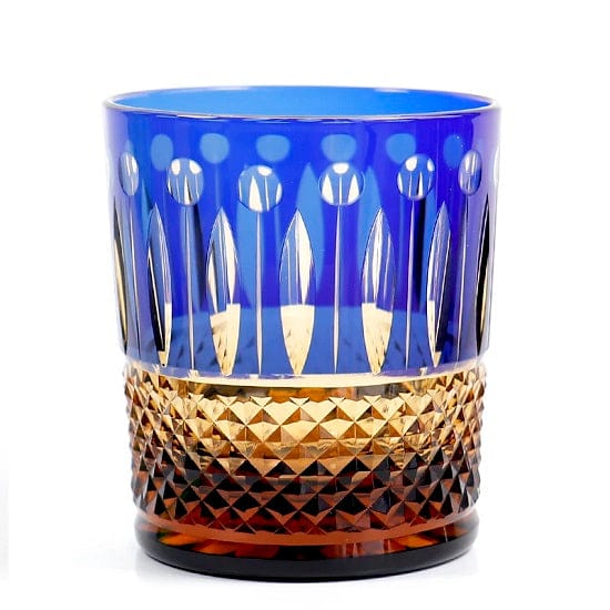 ALDO Home & Kitchen>Cups, Mugs, & Saucers Blue Privat Collection Japanese Edo Kiriko Style Old Fashioned Hand Cut and Blown Crystal Wishky Cocktail and Vodka Glasses