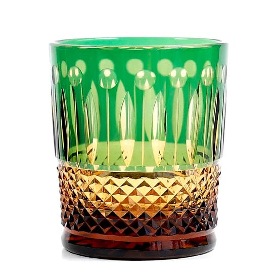ALDO Home & Kitchen>Cups, Mugs, & Saucers Green Privat Collection Japanese Edo Kiriko Style Old Fashioned Hand Cut and Blown Crystal Wishky Cocktail and Vodka Glasses