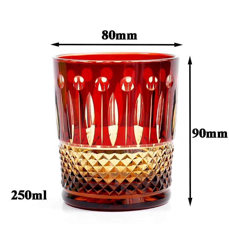 ALDO Home & Kitchen>Cups, Mugs, & Saucers Privat Collection Japanese Edo Kiriko Style Old Fashioned Hand Cut and Blown Crystal Wishky Cocktail and Vodka Glasses
