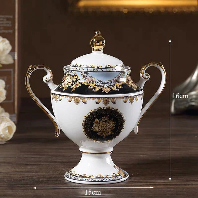 ALDO Home & Kitchen>Dinner Set Luxury English Royal Style Hand Made Fine Porcelain Bone China with Real Gold leaf Coffee and Tea Set To Serve 6