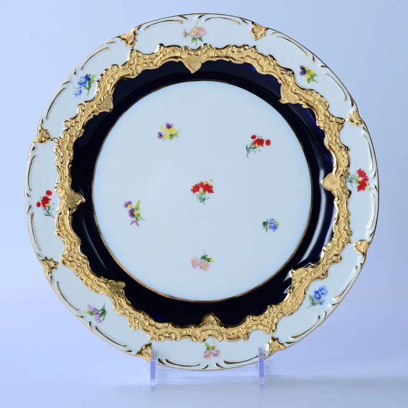 ALDO Home & Kitchen>Dinner Set>Tableware> Drinkware/ 12-inch plate Royal Cort Luxury Style Fine Porcelain 24 K Gold Plated Blue and White Coffee Tea sets