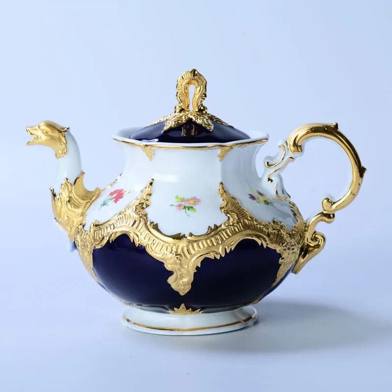 ALDO Home & Kitchen>Dinner Set>Tableware> Drinkware/ Coffee pot Royal Cort Luxury Style Fine Porcelain 24 K Gold Plated Blue and White Coffee Tea sets