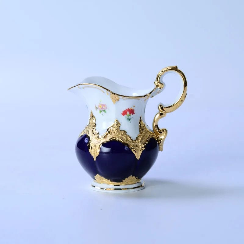 ALDO Home & Kitchen>Dinner Set>Tableware> Drinkware/ Milk jug Royal Cort Luxury Style Fine Porcelain 24 K Gold Plated Blue and White Coffee Tea sets