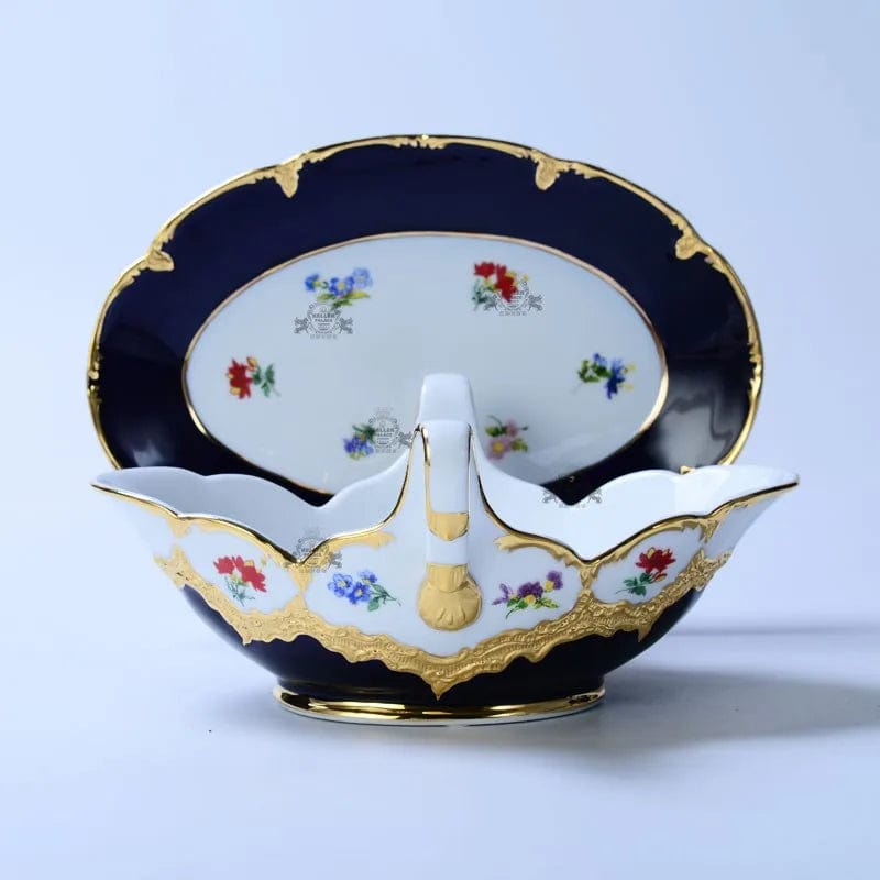 ALDO Home & Kitchen>Dinner Set>Tableware> Drinkware/ Royal Cort Luxury Style Fine Porcelain 24 K Gold Plated Blue and White Coffee Tea sets