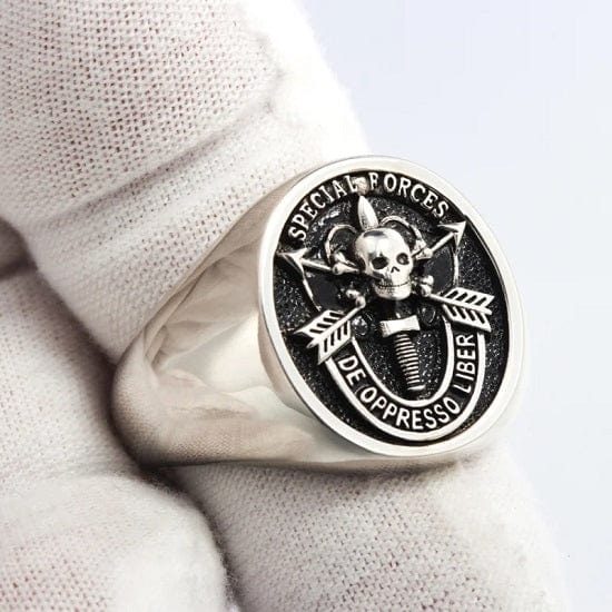 ALDO Jewelry 7 United States Army Special Forces De Oppresso Liber Genuvan Sterling Silver Ring