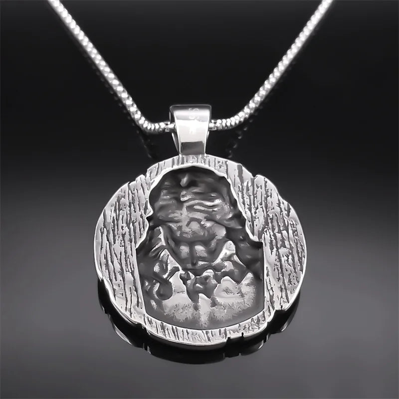 ALDO Jewelry Christian Crown of Thorns Jesus Necklace With Cross for Men and Women Stainless Steel