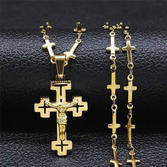 ALDO Jewelry Designer Christian Cross Jesus Amulet Pendant Necklace for Man and Woman