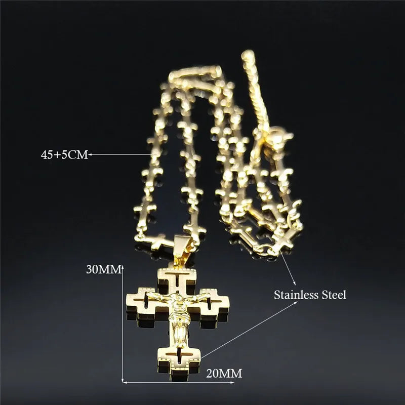 ALDO Jewelry Designer Christian Cross Jesus Amulet Pendant Necklace for Man and Woman