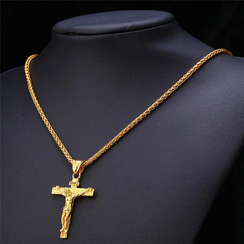 ALDO Jewelry Designer Christian Cross with Jesus Christ Prayers Amulet Pendant Necklace