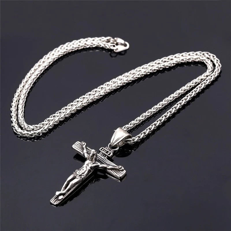 ALDO Jewelry Designer Christian Cross with Jesus Christ Prayers Amulet Pendant Necklace