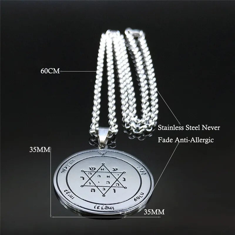ALDO Jewelry King Solomon Talisman Seals Amulet Pentacle Pendant for Acquiring Glory, Honors, Riches, and Tranquility of Mind