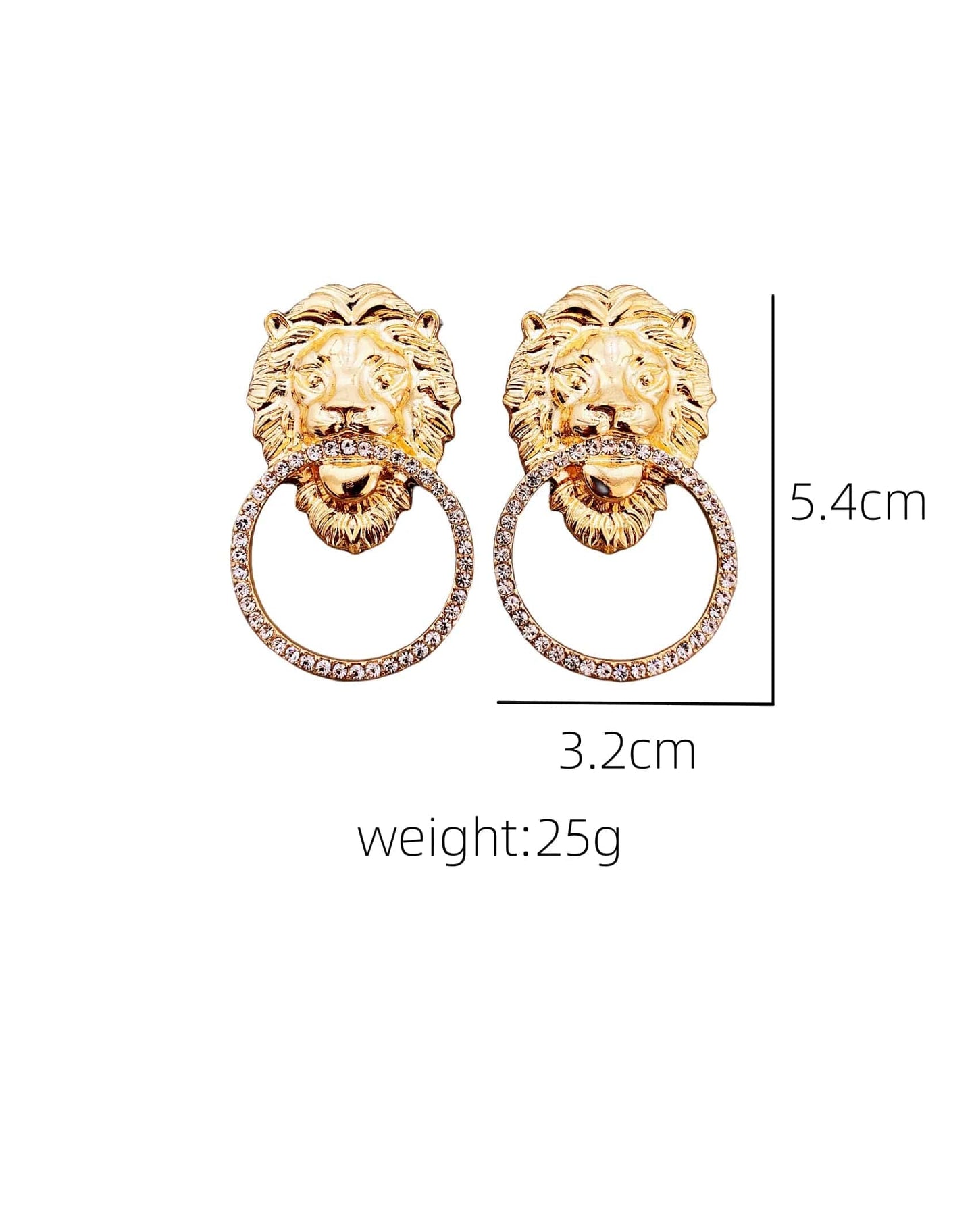 ALDO Jewelry Unique Stylish Lion Head Round Hoop Stud Earrings with Rhinestones