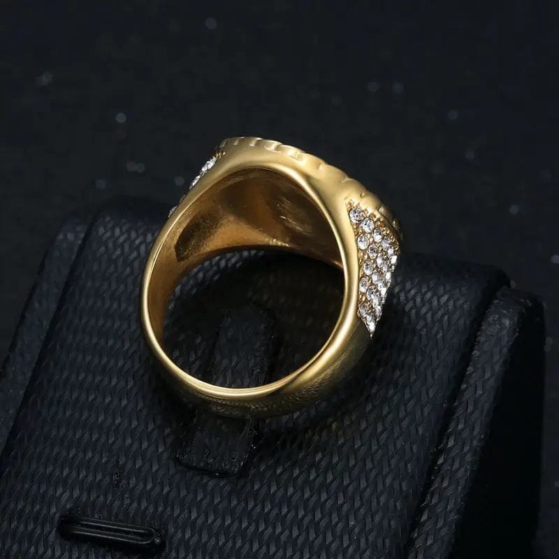 ALDO Jewelry US Dollar Sign Ring and Rhinestones Gold Color Amulet For Fortune and Finacial Protection and Prosperity for Men
