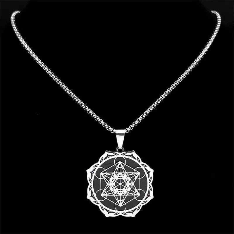 ALDO Jewelry Yoga Sacred Geometry Metatron Cube Angel Seal Necklace Pendant Good Health Protection and Great Fortune for Woman
