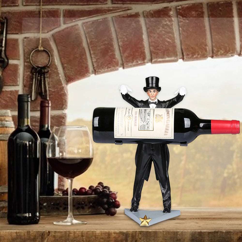 ALDO Kitchen & Dining > Kitchen Tools & Utensils > Kitchen Organizers > Drinkware Holders black / resin / 31cm x 14cm / 12.2: x 5.5" inches Amazing Magician Wine Bottle Holder Wine Ruck Hand-made Exquisite Craftsmanship