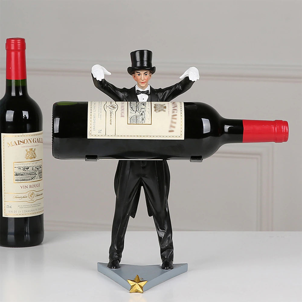 ALDO Kitchen & Dining > Kitchen Tools & Utensils > Kitchen Organizers > Drinkware Holders black / resin / 31cm x 14cm / 12.2: x 5.5" inches Amazing Magician Wine Bottle Holder Wine Ruck Hand-made Exquisite Craftsmanship
