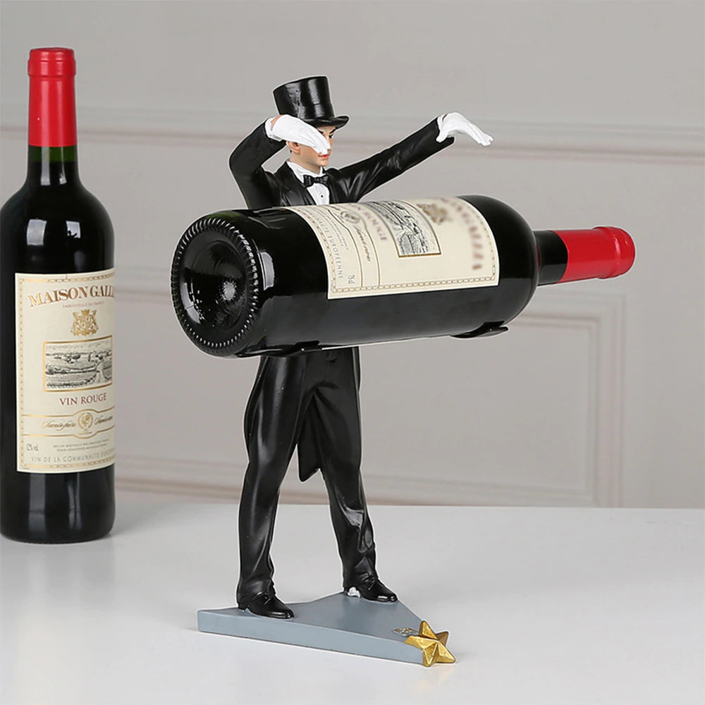 ALDO Kitchen & Dining > Kitchen Tools & Utensils > Kitchen Organizers > Drinkware Holders black / resin / 31cm x 14cm / 12.2: x 5.5" inches Amazing Magician Wine Bottle Holder Wine Ruck Hand-made Exquisite Craftsmanship