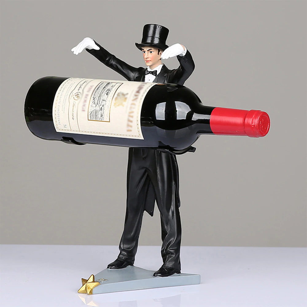 ALDO Kitchen & Dining > Kitchen Tools & Utensils > Kitchen Organizers > Drinkware Holders black / resin / 31cm x 14cm / 12.2: x 5.5" inches Amazing Magician Wine Bottle Holder Wine Ruck Hand-made Exquisite Craftsmanship
