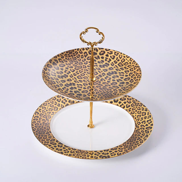 ALDO > Kitchen & Dining > Tableware > Dinnerware Dessert Server / porcelain / new Leopard Style Luxury Coffee and Tea Porcelain 24 Karat Gold Plated Sets For Six