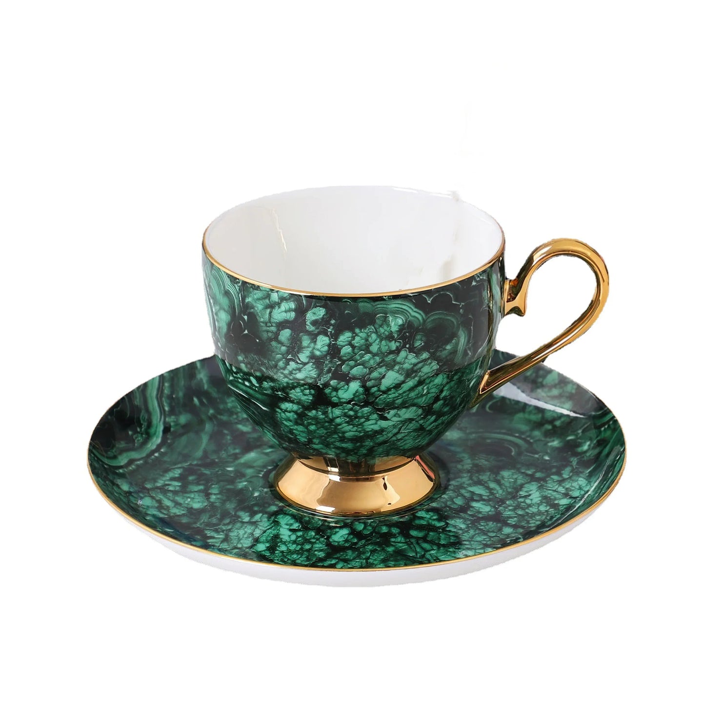 ALDO > Kitchen & Dining > Tableware > Dinnerware Luxury Green Bone China Pocelain 24 carat Gold Plated Coffee Tea Set