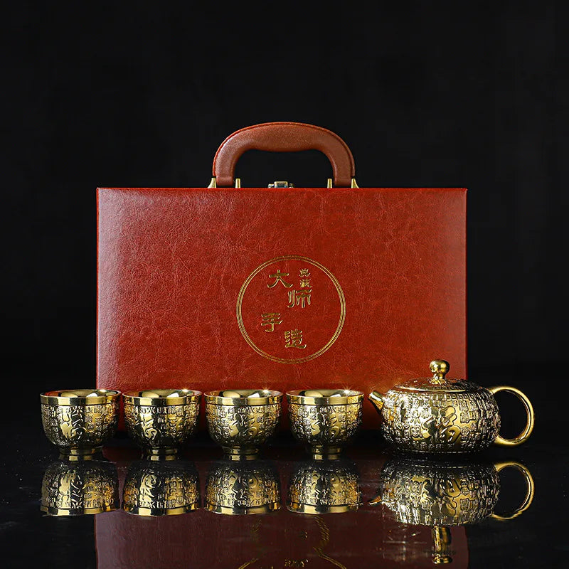 ALDO > Kitchen & Dining > Tableware > Dinnerware Set for Four Style 1 24k Gold-plated Kung Fu Teaset Set Luxury Bone China Tea Pot Teacup Tea Accessories and Travel Gift Box