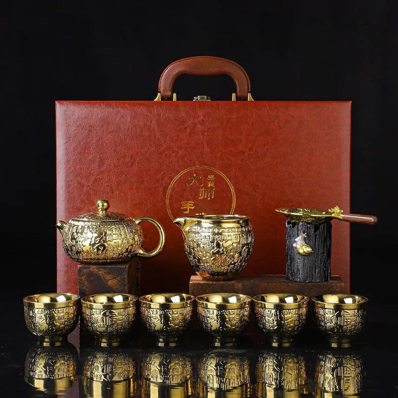 ALDO > Kitchen & Dining > Tableware > Dinnerware Set for Six Style 1 24k Gold-plated Kung Fu Teaset Set Luxury Bone China Tea Pot Teacup Tea Accessories and Travel Gift Box