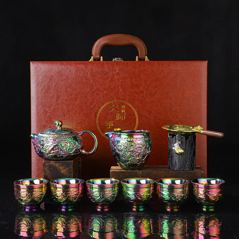 ALDO > Kitchen & Dining > Tableware > Dinnerware Set for Six Style 2 24k Gold-plated Kung Fu Teaset Set Luxury Bone China Tea Pot Teacup Tea Accessories and Travel Gift Box