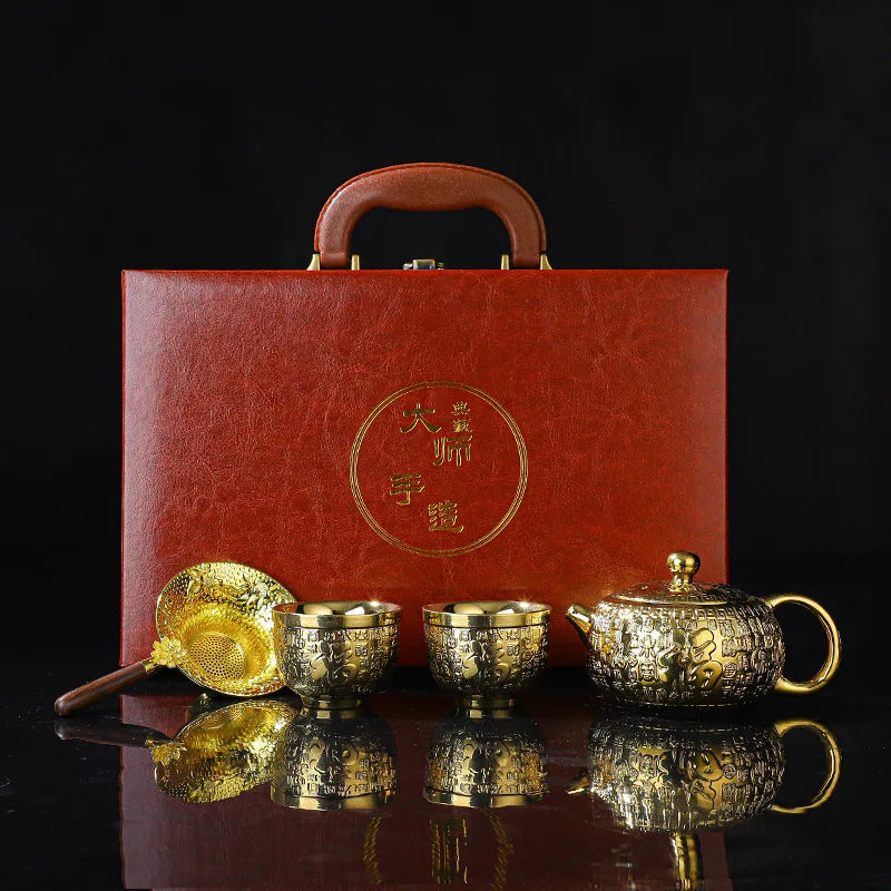 ALDO > Kitchen & Dining > Tableware > Dinnerware Set for Two Style 1 24k Gold-plated Kung Fu Teaset Set Luxury Bone China Tea Pot Teacup Tea Accessories and Travel Gift Box