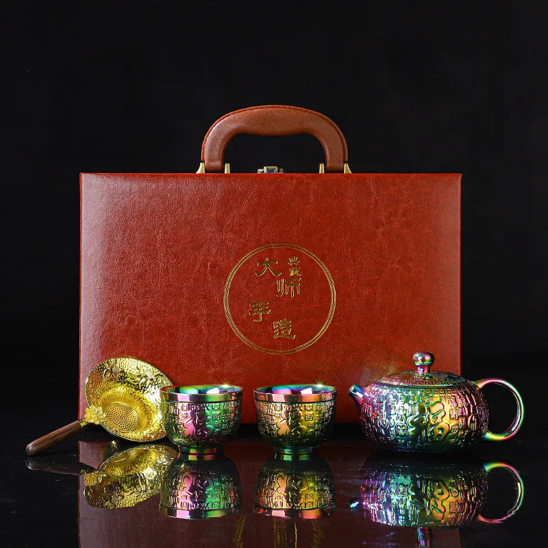 ALDO > Kitchen & Dining > Tableware > Dinnerware Set for Two Style 2 24k Gold-plated Kung Fu Teaset Set Luxury Bone China Tea Pot Teacup Tea Accessories and Travel Gift Box