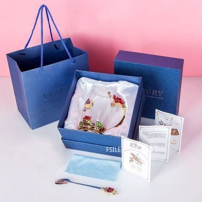 ALDO > Kitchen & Dining > Tableware > Dinnerware Toll style Cup with Red Rose / crystal glass / new Transparent Glass Coffee Tea Mug Blue and Red Roses Heat-Resistant Cup Gift Sets Set with Stainless Steel Spoon and Coaster