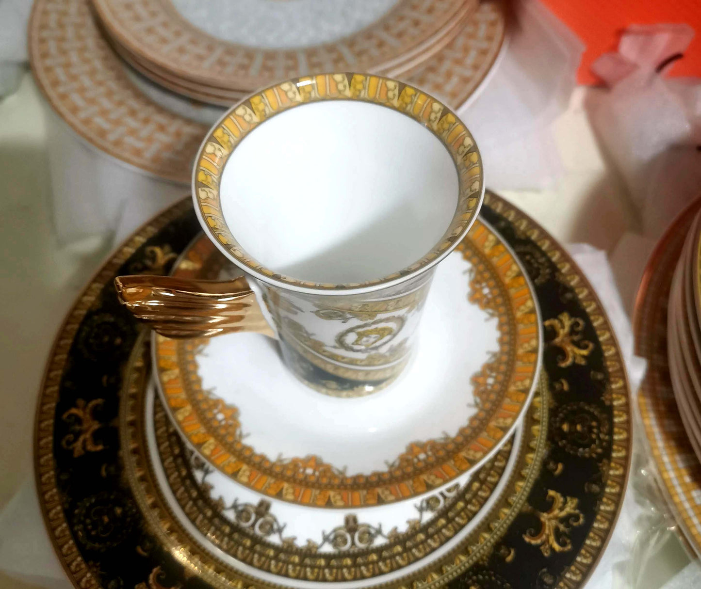 ALDO > Kitchen & Dining > Tableware > Dinnerware Versace Style Golden Luxury Coffee and Tea Porcelain Gold Plated Sets